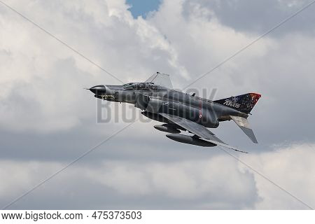 Konya, Turkiye - June 30, 2022: Turkish Air Force Mcdonnell Douglas F-4e Phantom Ii (4997) Flying Ov