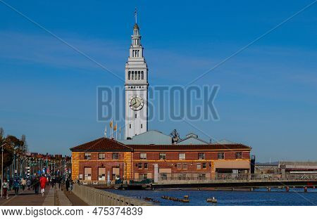 The San Francisco Ferry Building Is A Terminal For Ferries That Travel Across The San Francisco Bay,
