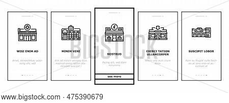 Store Shop Retail Market Onboarding Mobile Vector. Business Building, Supermarket Buy, Sale City, Fr