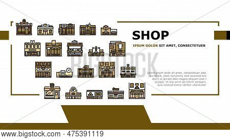 Store Shop Retail Market Landing Web Page Vector. Business Building, Supermarket Buy, Sale City, Fro