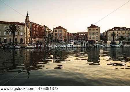 Old Town Of Split In Dalmatia, Croatia. Split Is The Famous City And Top Tourism Destination Of Croa