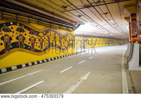 New Delhi, India, June 21 2022 - Pm Narendra Modi Dedicate Pragati Tunnel And Five Underpass Of Prag