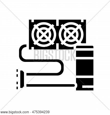Liquid Cooling Gaming Pc Glyph Icon Vector. Liquid Cooling Gaming Pc Sign. Isolated Symbol Illustrat