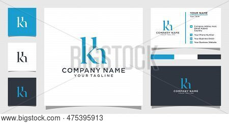 Kh Or Hk Initial Letter Logo Design Vector With Business Card Design.