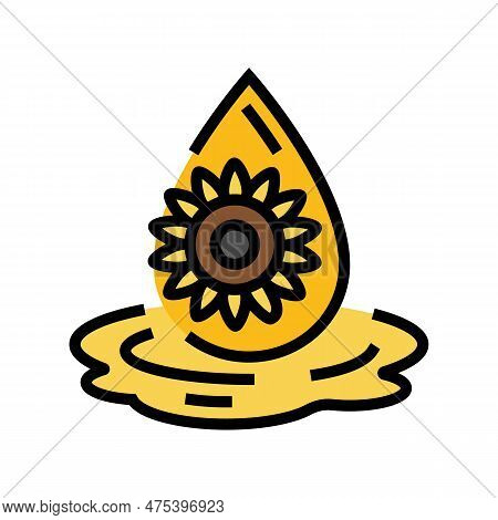 Sunflower Seed Oil Liquid Yellow Color Icon Vector. Sunflower Seed Oil Liquid Yellow Sign. Isolated 