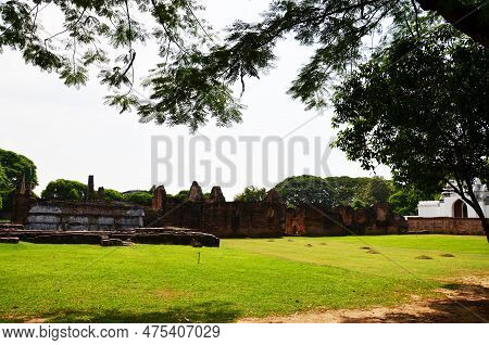 Ancient Ruins Buildings And Antique Architecture Of King Narai Ratchaniwet Palace For Thai People An