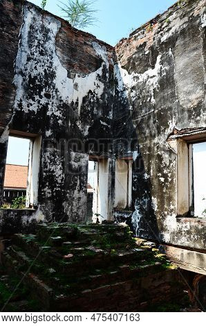 Ancient Ruins Buildings And Antique Architecture Of King Narai Ratchaniwet Palace For Thai People An