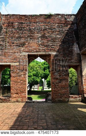 Ancient Ruins Buildings And Antique Architecture Of King Narai Ratchaniwet Palace For Thai People An