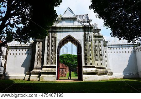 Ancient Ruins Buildings And Antique Architecture Palace Inner Gate Of King Narai Ratchaniwet Palace