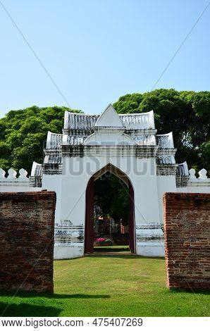 Ancient Ruins Buildings And Antique Architecture Palace Inner Gate Of King Narai Ratchaniwet Palace