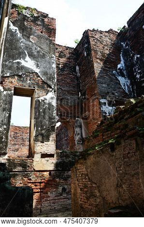 Ancient Ruins Buildings And Antique Architecture Of King Narai Ratchaniwet Palace For Thai People An