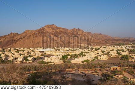 View From The Top On Town Of Hatta And Rocks In The Background. Hatta Is An Enclave Of Dubai In The 