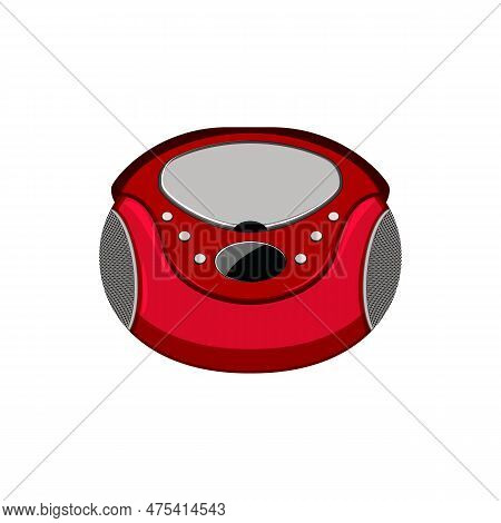 Vintage Cd Player Cartoon. Audio Sound, Retro Stereo Vintage Cd Player Sign. Isolated Symbol Vector 