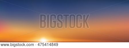 Summer Sunset Sky By The Sea With Reflection,sunrise With Orange,yellow,blue Sky,nature Landscape Go