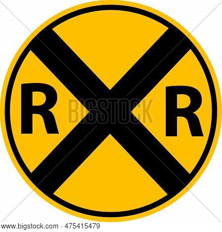 Railroad Warning Icon On White Background. Railroad Warning Symbol. Yellow Rail Sign. U.s. Railroad 
