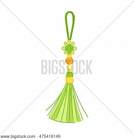 String Tassel Rope Cartoon. Brush Gold, Curtain Cord String Tassel Rope Sign. Isolated Symbol Vector