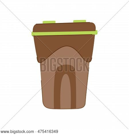 Plastic Trash Bin Cartoon. Dust Basket, Box Garbage Plastic Trash Bin Sign. Isolated Symbol Vector I