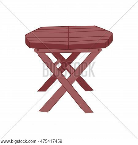 Furniture Folding Table Cartoon. Equipment Comfor, Metal Empty Furniture Folding Table Sign. Isolate
