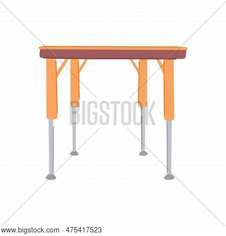 Front Folding Table Cartoon. Furniture Equipment, Comfor Metal Front Folding Table Sign. Isolated Sy