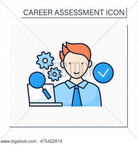 Enjoyment Color Icon. Work-life Balance. Satisfied With Job Crafting. Career Assessment Concept. Iso