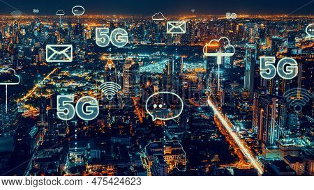 Smart Digital City With Globalization Abstract Graphic Showing Connection Network . Concept Of Futur