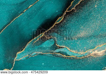 Original Artwork Photo Of Marble Ink Abstract Art. High Resolution Photograph From Exemplary Origina
