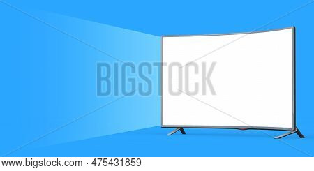 Modern Curved Led Or Lcd Tv Screen Mockup With Blank Space For Your Design In Shape Of Watch Screen 