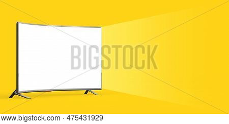 Modern Curved Led Or Lcd Tv Screen Mockup With Blank Space For Your Design In Shape Of Watch Screen 