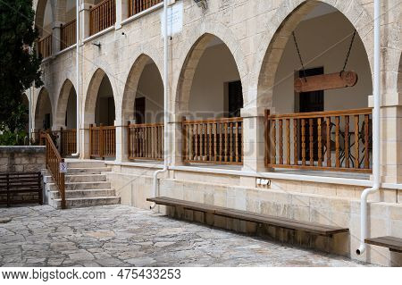Susuz, Cyprus - March 27, 2023 - Building And Site Of The Saint Neophytos Monastery