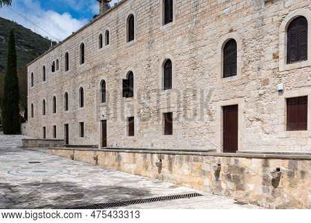 Susuz, Cyprus - March 27, 2023 - Facade And Windows Of The Saint Neophytos Monastery