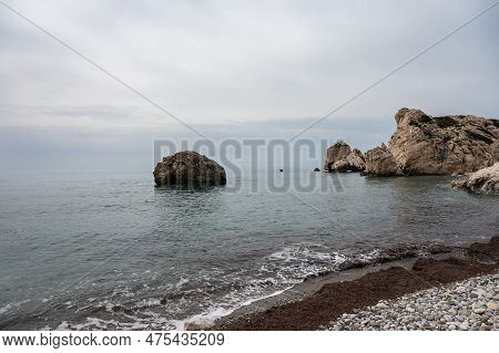 The Sea And The Aphrodite Rock At Petra Tou Romiou, Kouklia, Cyprus