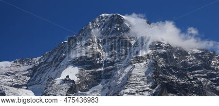 Summit Of The Monch, Mountain In The Bernese Oberland.