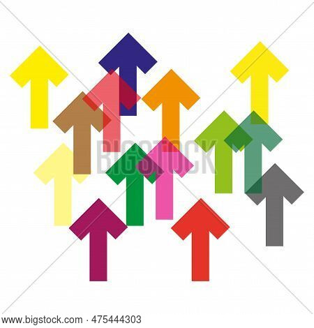 Colored Up Arrows. Growth Chart Sign. Business Success. Vector Illustration.