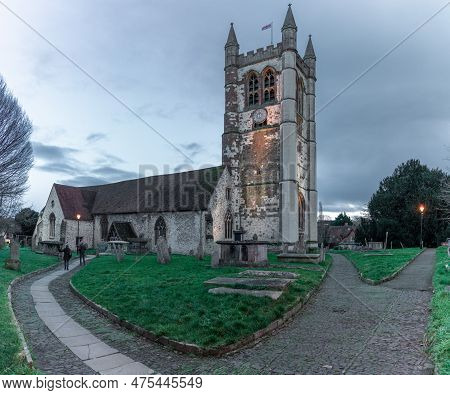 Farnham, England - January 19, 2021: St Andrew's Church. Anglican Parish Church In The Center Of Far