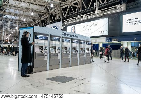 London, England - January 15, 2020: Waterloo Station In London. Central London Terminus On The Natio