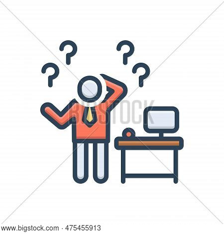 Color Illustration Icon For Lost Missing Stray Astray Doubt Unsure Question Disorientated Disoriente