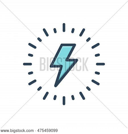 Color Illustration Icon For Ray Gleam Light Glimmer Streamer Radial Shiny Sunburst Lightning Bolts P