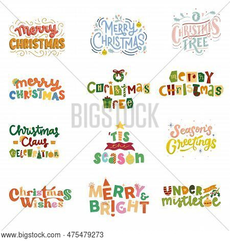 Merry Christmas Lettering Evokes Warmth And Happiness With Its Festive And Colorful Style.