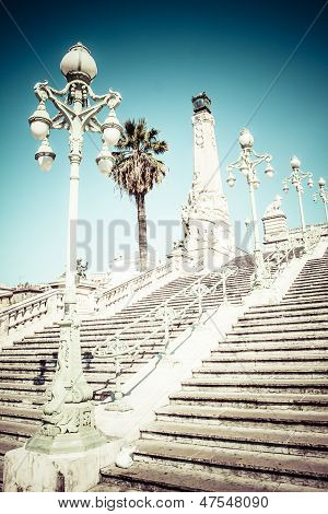 Stairway To Saint Charles Train Station In Marseille, France