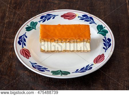 Orange Variant Of Dutch Pastry Tompouce Available Typically Only Around King's Day, A National Holid