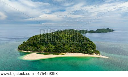 Top View Of Tropical Islands And Blue Ocean. Seascape In The Tropics. Agutaya And Danjugan Islands, 