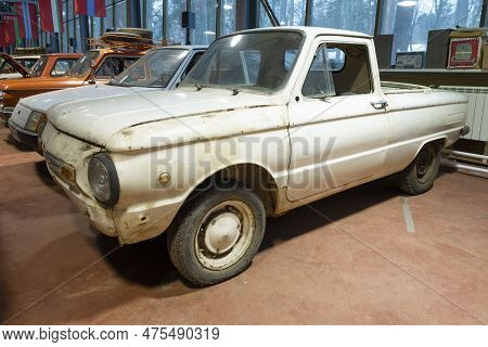 Zelenogorsk, Russia - January 27, 2023: Zaporozhets Zaz-968mp Pickup Truck Close-up. Exhibit Of The 