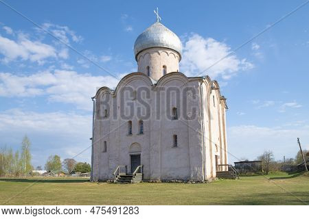 Medieval Church Of The Transfiguration Of The Savior On Nereditsa On A Sunny April Day. Neighborhood