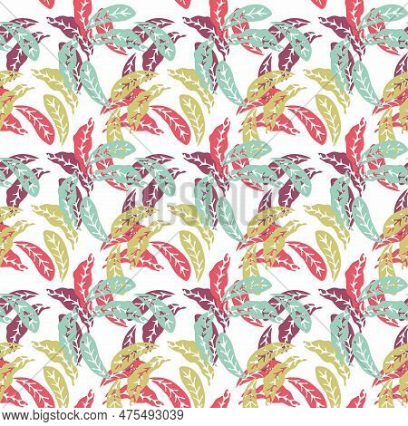 A Tropical Leafy Print Seamless Vecor Pattern
