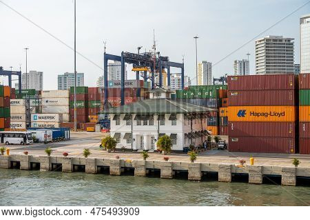 Cartagena, Columbia - March 31, 2023: Shipping And Port Facilities At Caragena, Columbia.