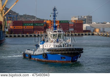 Cartagena, Columbia - March 31, 2023: Shipping And Port Facilities At Caragena, Columbia.