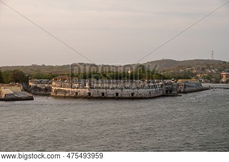 Old Spanish Fortifications In The Harnour At Cartagena, Columbia