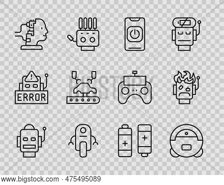 Set Line Robot, Vacuum Cleaner, Turn Off Robot From Phone, For Maintenance, Robotic Arm Factory, Bat