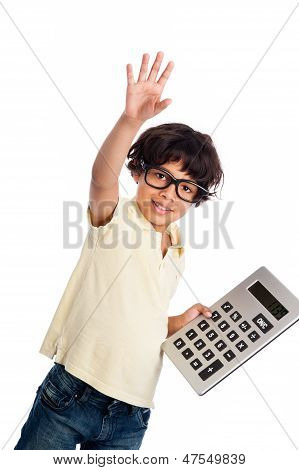 계산기와 귀여운 혼혈 소년입니다.