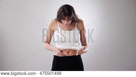 Epinephrine Shot Syringe. Woman Injecting Anaphylactic Shock Hormone